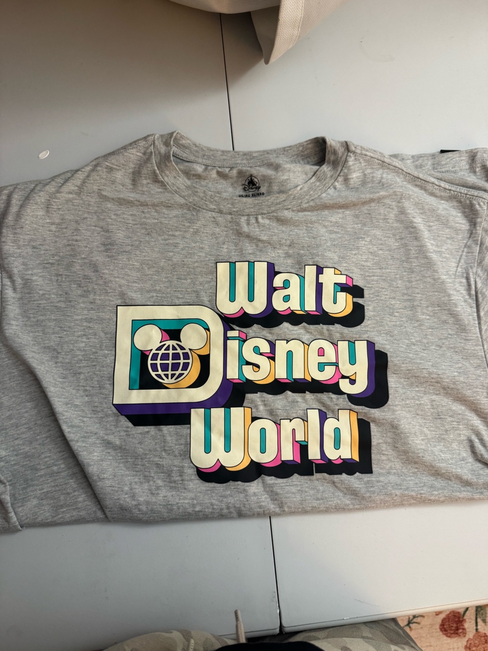 Disney Light Gray Logo Tee with Black Print